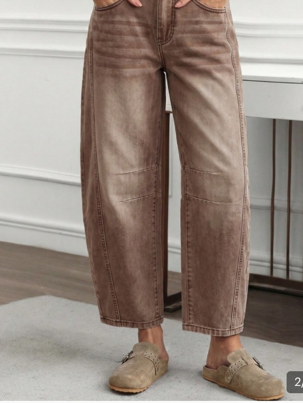 Barrel Jeans High-Rise Wide-Leg Women’s in Faded Brown